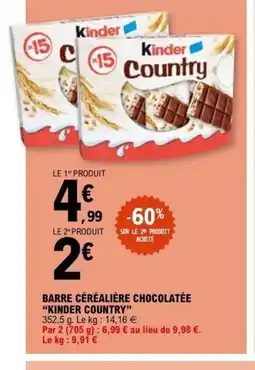 E.Leclerc KINDER COUNTRY Barre céréalière chocolatée offre