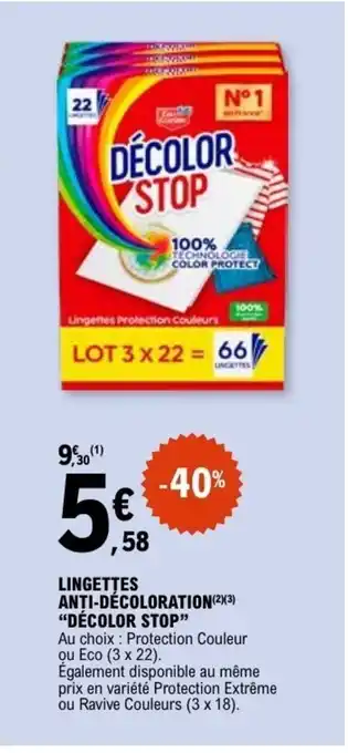 E.Leclerc DÉCOLOR STOP Lingettes anti decoloration offre