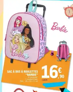 E.Leclerc BARBIE Sac à dos à roulettes offre