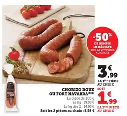 Super U Chorizo doux ou fort navarra offre