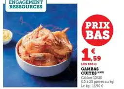 Super U Gambas cuites offre