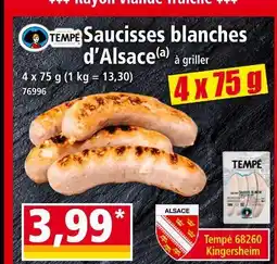 Norma TEMPE Saucisses blanches d'alsace à griller offre