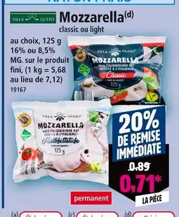 Norma VILLA GUSTO Mozzarella offre