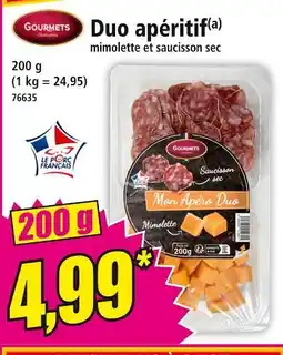 Norma GOURMETS Duo apéritif mimolette et saucisson sec offre