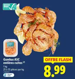 Lidl ASC Gambas entières cuites offre