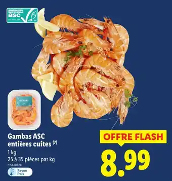 Lidl ASC Gambas entières cuites offre