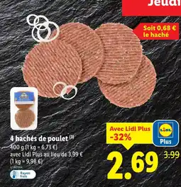 Lidl 4 hachés de poulet offre