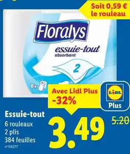 Lidl FLORALYS Essuie-tout offre