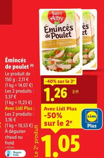 Lidl SAINT ALBY Émincés de poulet offre