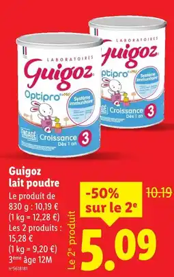 Lidl GUIGOZ Lait poudre offre
