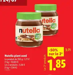 Lidl Nutella Nutella plant ased offre
