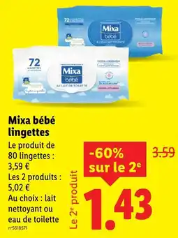 Lidl MIXA BÉBÉ lingettes offre