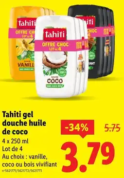 Lidl Tahiti Gel douche huile de coco offre