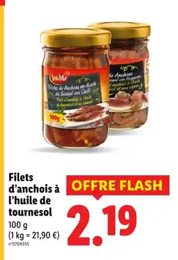 Lidl Filets d'anchois à l'huile de tournesol offre