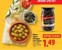 Lidl Olives noires d'Aragon avec noyau offre