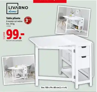 Lidl LIVARNO HOME Table pliante offre