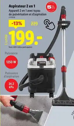 Lidl PARKSIDE Aspirateur 2 en 1 offre