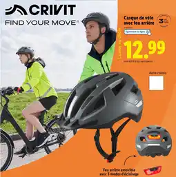 Lidl CRIVIT Casque de vélo avec feu arrière offre