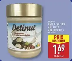 ALDI Delinut Pâte à tartiner au lait et aux noisettes offre