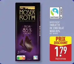 ALDI Moser roth - tablette de chocolat noir 85% offre