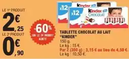 E.Leclerc Kinder - tablette chocolat au lait offre