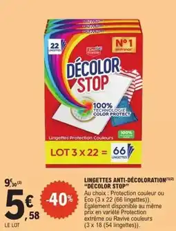 E.Leclerc Decolor stop - lingettes anti-décoloration offre
