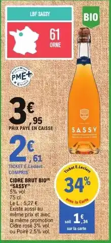 E.Leclerc Lbf - cidre brut bio offre