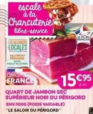 E.Leclerc Saloir du perigord - quart de jambon sec supérieur noir du périgord offre