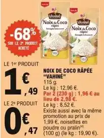 E.Leclerc Vahiné - noix de coco râpée offre