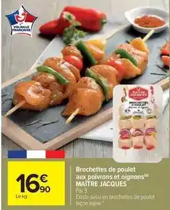 Carrefour Market Brochettes de poulet aux poivrons et oignons offre