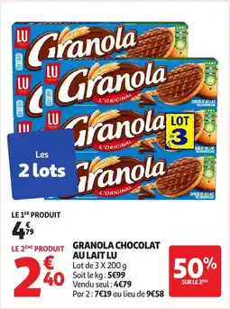 Auchan Granola chocolat au lait lu offre