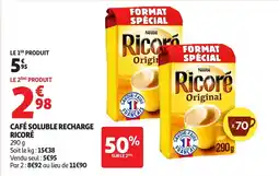 Auchan Café soluble recharge ricoré offre