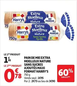 Auchan Pain de mie extra moelleux nature sans sucres ajoutés maxi format harry's offre