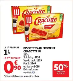 Auchan Biscottes au froment cracotte lu offre