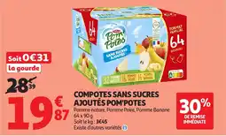 Auchan Compotes sans sucres ajoutés pom'potes offre