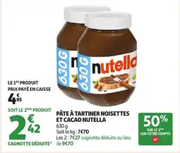Auchan Pâte à tartiner noisettes et cacao nutella offre