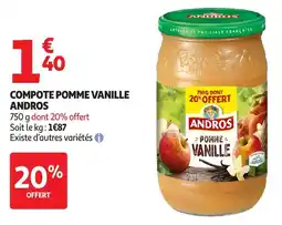 Auchan Compote pomme vanille andros offre