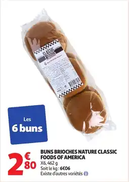 Auchan Buns brioches nature classic foods of america offre