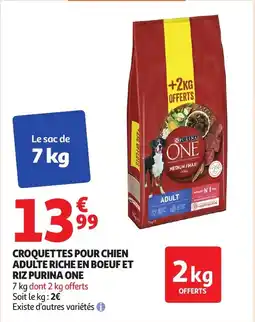 Auchan Croquettes pour chien adulte riche en boeuf et riz purina one offre