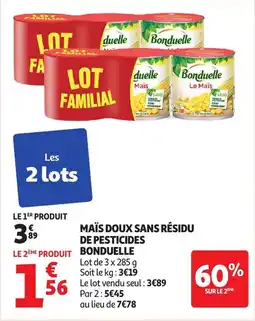 Auchan Maïs doux sans résidu de pesticides bonduelle offre
