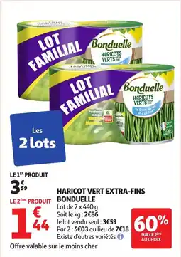 Auchan Haricot vert extra-fins bonduelle offre