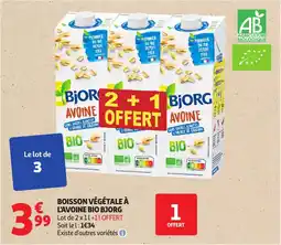 Auchan Boisson végétale à l'avoine bio bjorg offre