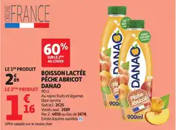 Auchan Boisson lactée pêche abricot danao offre