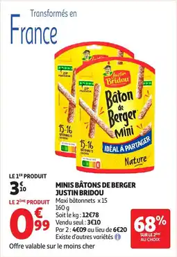 Auchan Minis bâtons de berger justin bridou offre