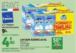 Auchan Lait demi-écrémé lactel offre