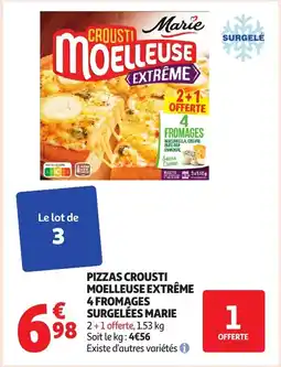 Auchan Pizzas crousti moelleuse extrême 4 fromages surgelées marie offre