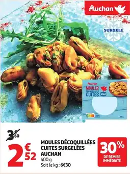 Auchan Moules décoquillées cuites surgelées auchan offre