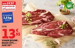 Auchan Viande bovine: basse côte avec os offre