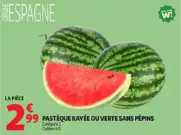 Auchan Pastèque rayée ou verte sans pépins offre