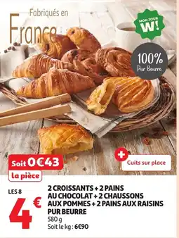 Auchan 2 croissants + 2 pains au chocolat + 2 chaussons aux pommes + 2 pains aux raisins offre